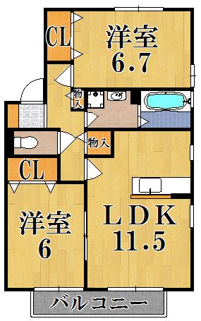 リビングタウン相楽Ｂ棟の間取り