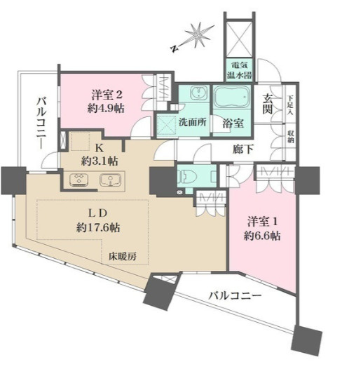 ザ・パークハウス西新宿タワー６０の間取り