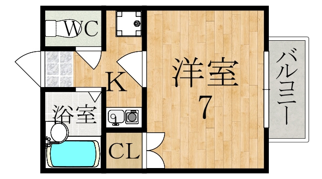 天理市前栽町のアパートの間取り