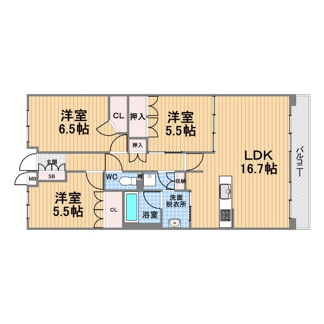 甲子園六石町ハイツの間取り