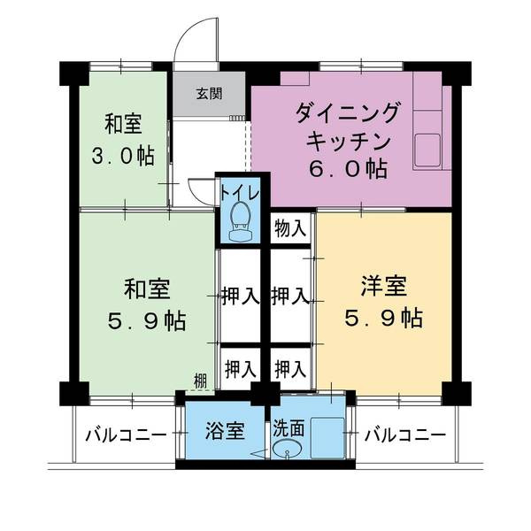 ビレッジハウス見瀬6号棟の間取り