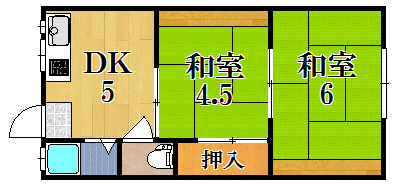 若草荘Ａ棟の間取り