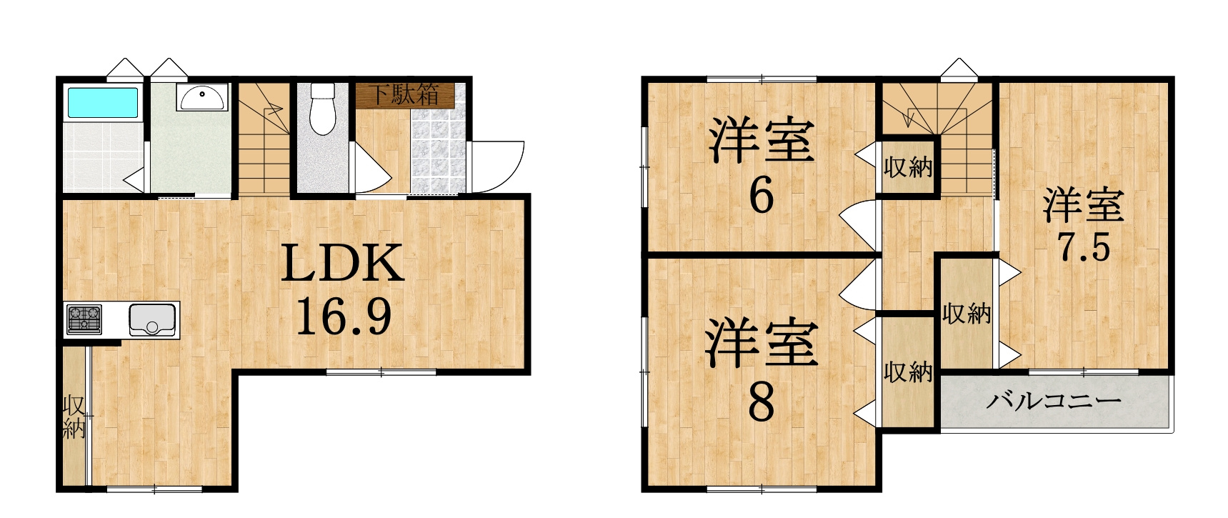 橿原市中曽司町戸建の間取り