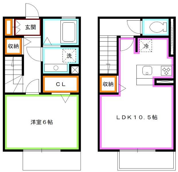 三鷹市北野３丁目のアパートの間取り