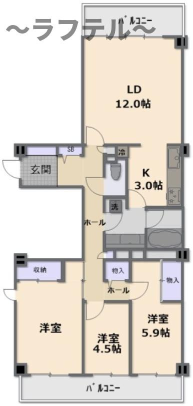 ヴィルセゾン小手指A棟の間取り