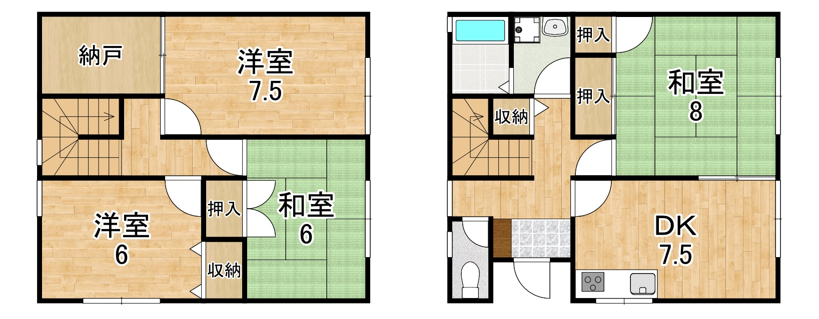 コンフォート朱雀Ⅵの間取り|４DKは部屋数が多いので、ファミリーさんにおすすめです♪
