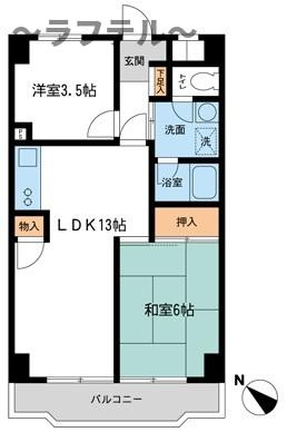 入間市河原町の賃貸マンションの間取り