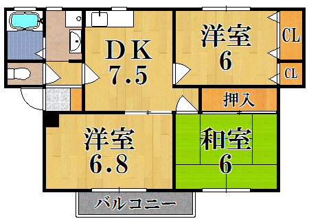 ルミエール州見の間取り|３DKは部屋数が多いので、ファミリーさんにおすすめです♪