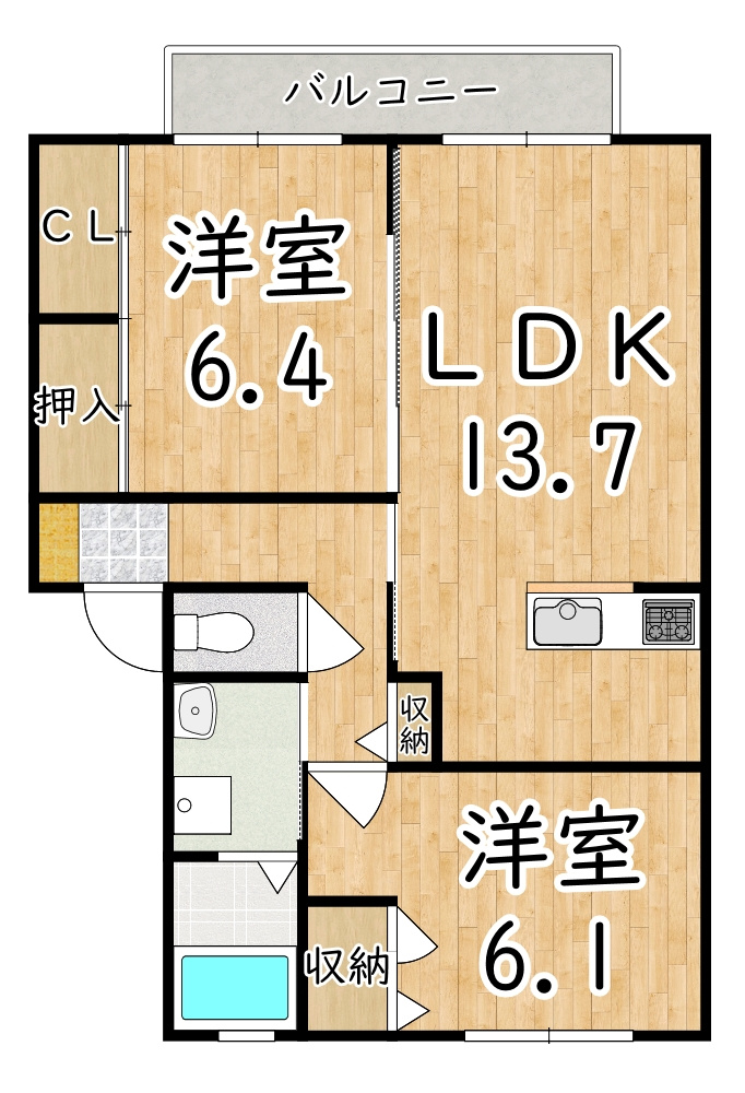 サンハイツ旭Ｂの間取り