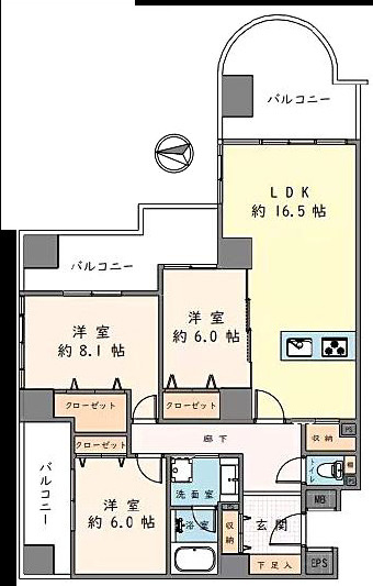 シテヌーブ北千住の間取り