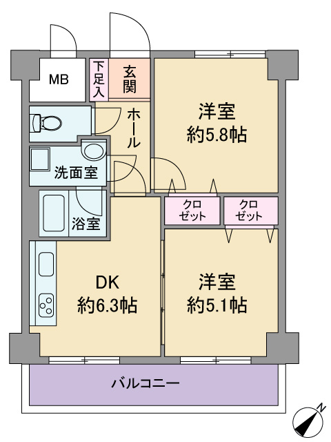 ライオンズマンション八乙女の間取り|全室フローリング仕様で、お手入れのしやすい住空間です。