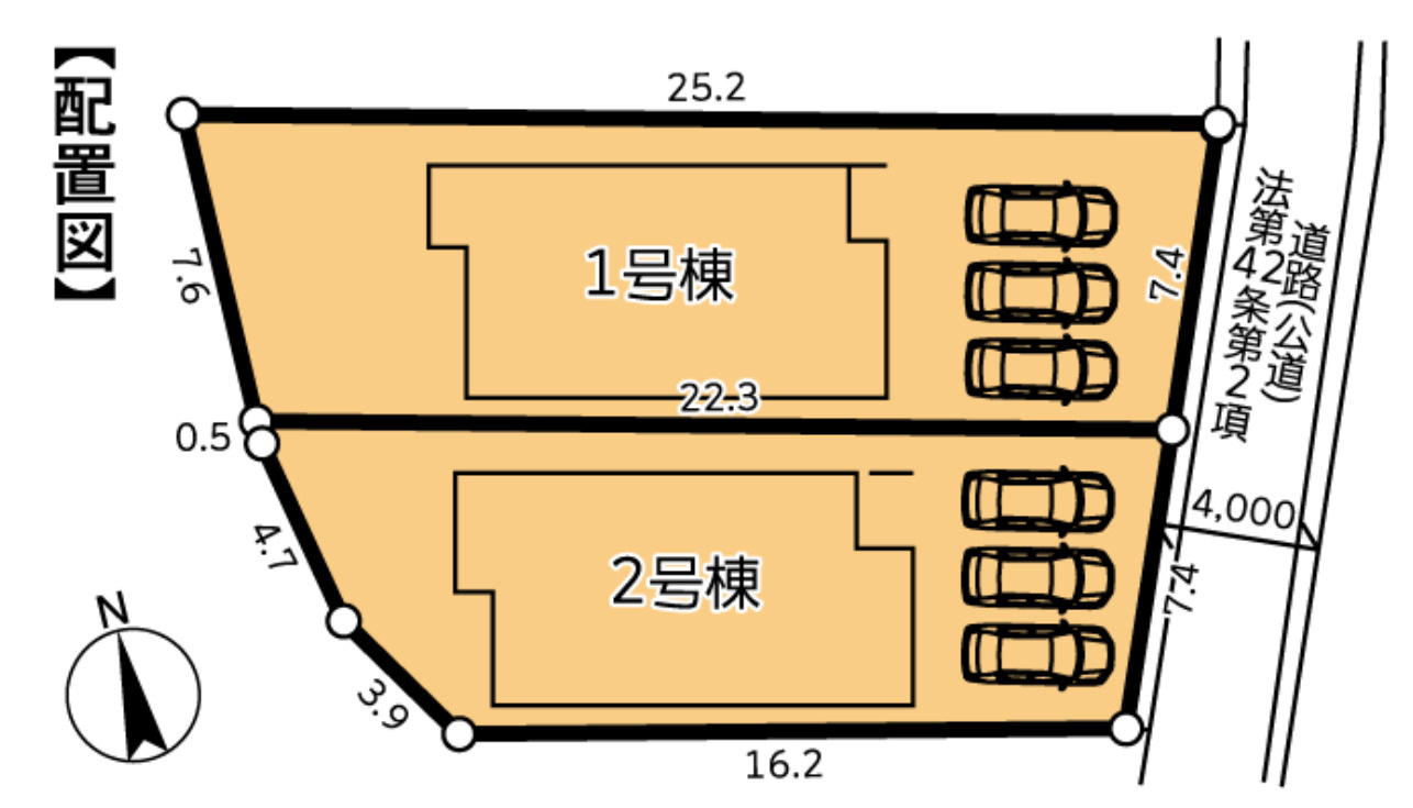 横浜市瀬谷区阿久和南2丁目 新築戸建て【仲介手数料無料】カースペース3台の区画図