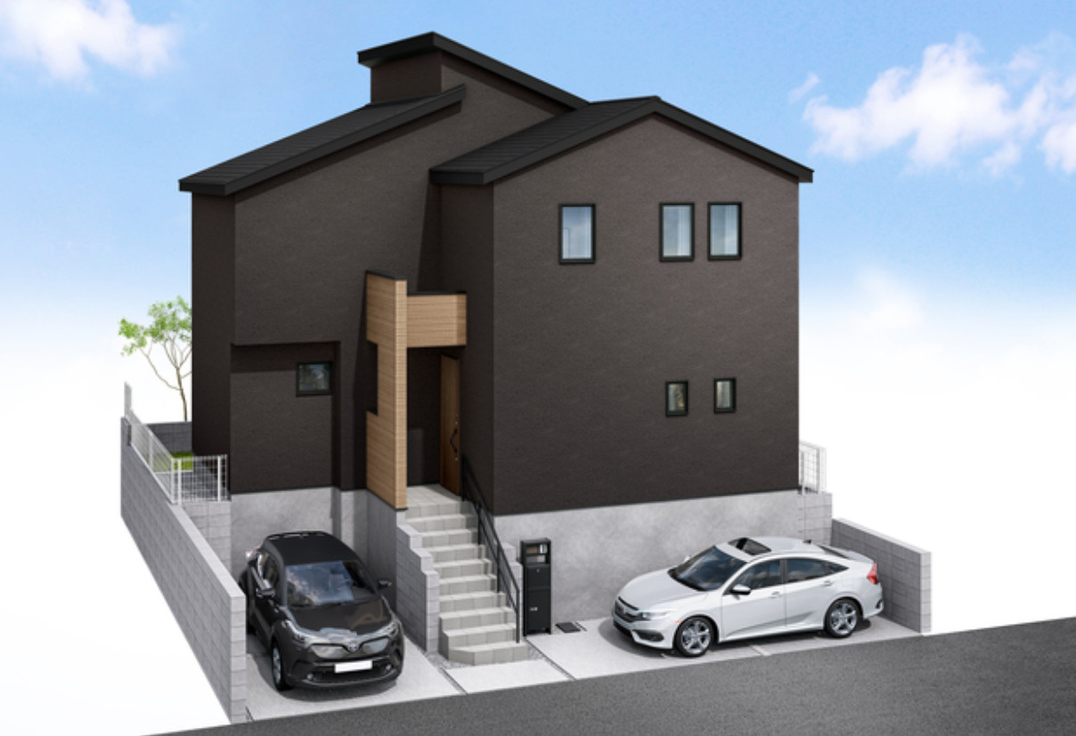 横浜市保土ヶ谷区境木本町 新築戸建て【仲介手数料無料】カースペース2台の外観パース