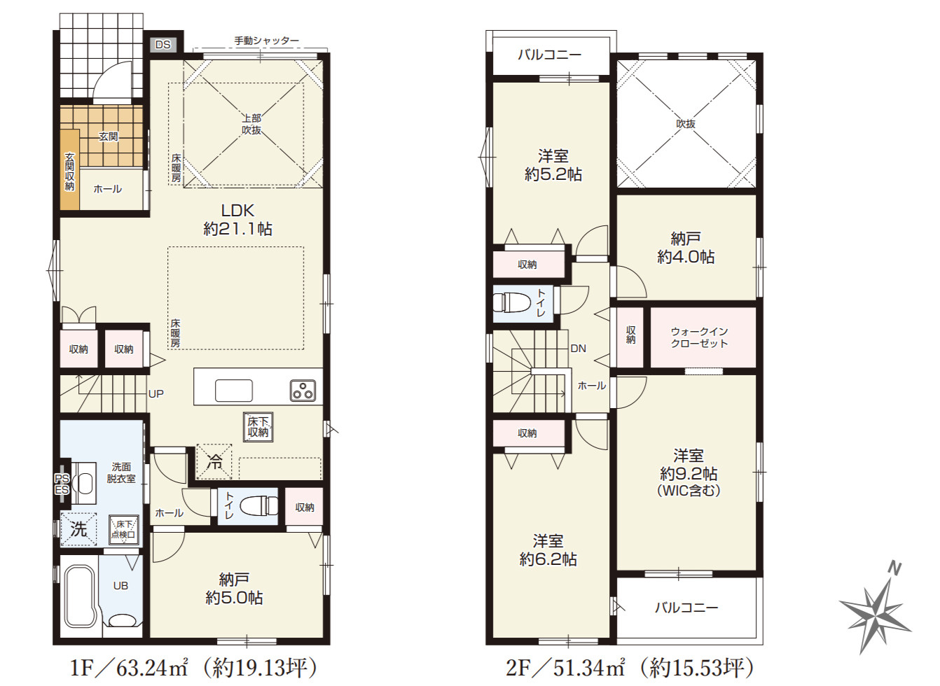 横浜市青葉区もみの木台 新築戸建て【仲介手数料無料】カースペース2台の間取り