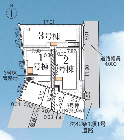 横浜市戸塚区下倉田町 新築戸建て【仲介手数料無料】の区画図