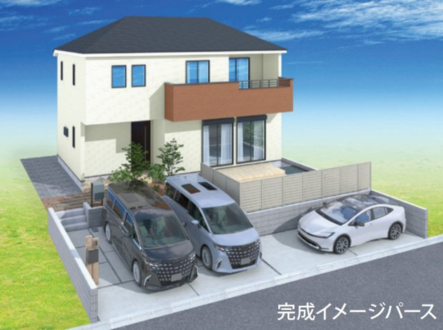 横浜市戸塚区秋葉町 新築戸建て【仲介手数料無料】カースペース3台の外観パース