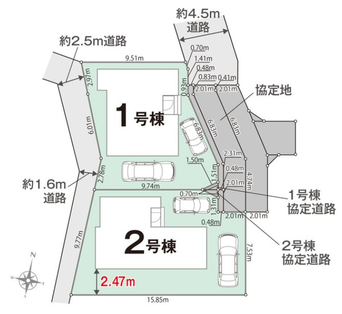 リナージュ　清水区蜂ヶ谷南町第1期　‐全2棟‐の区画図|全2棟