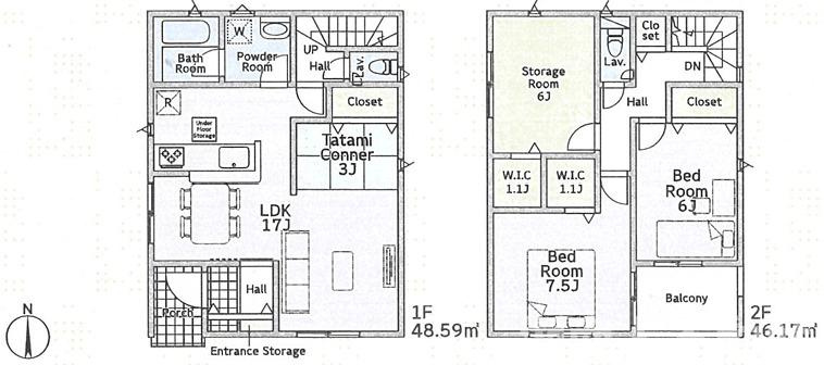 平塚市纒１丁目４５２－６新築戸建ての間取り