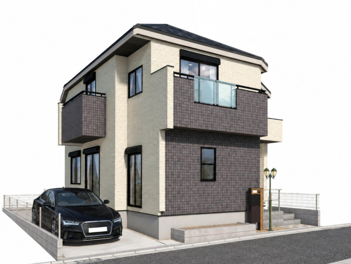 横浜市泉区中田南2丁目 新築戸建て【仲介手数料無料】カースペース2台の外観パース
