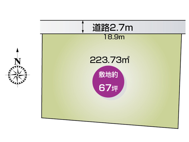 【区画図】※北側道路は私道となります(道路持分無し)。