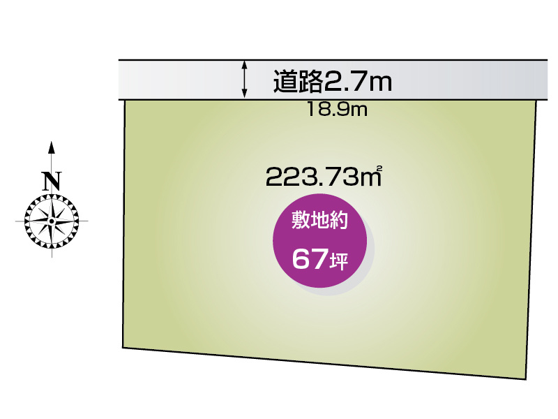 【区画図】※北側道路は私道となります(道路持分無し)。