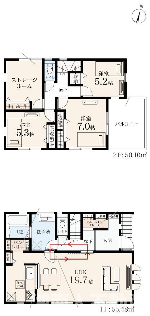 藤沢市菖蒲沢１０３４－１新築戸建ての間取り