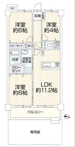庭付き！リフォーム済み！　ダイアパレス湘南虹ケ浜オーシャンビューの間取り