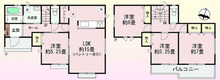 宇都宮市針ヶ谷町の新築一戸建の間取り|■建坪29.30坪　敷地40.90坪　全居室南向き　主寝室7帖　パントリー■