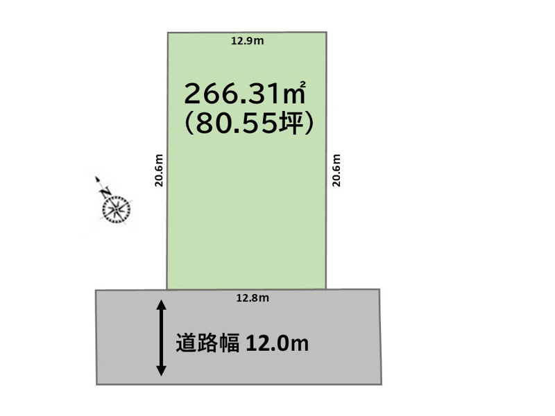 【東方町１丁目　区画図】266.31㎡（80.55坪）
