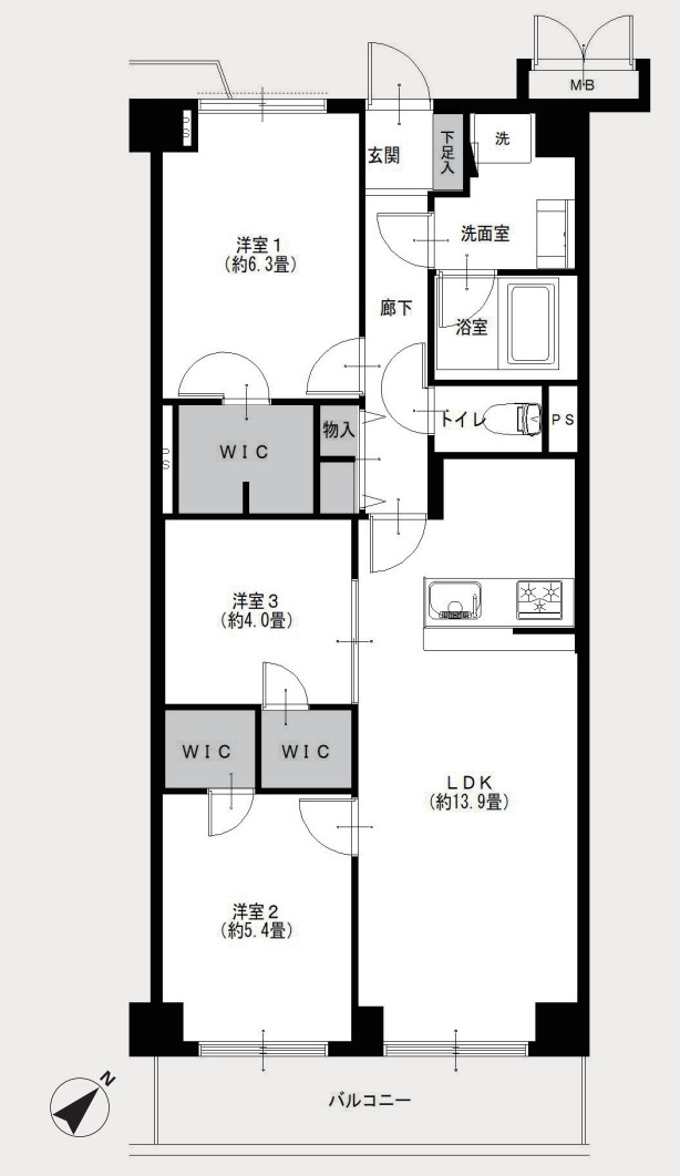 ダイアパレス長津田【仲介手数料無料】の間取り