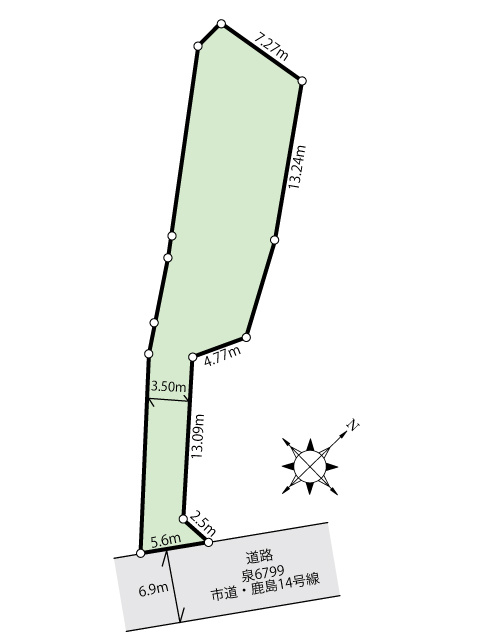 ≪バス停徒歩2分≫建築条件なし♪広々78坪超！泉区市名坂 土地 の区画図|◆当日・平日のご案内大歓迎◆ 建築条件なし、価格1580万円、土地面積260.13m2、現況更地 お早めにお問い合わせください♪