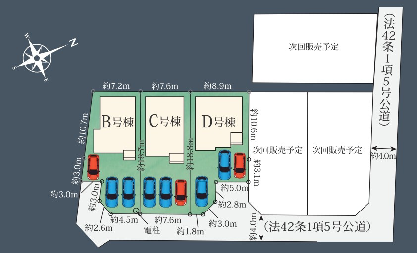 ハートフルタウン　葵区羽鳥大門町676番の区画図|●区画図●
前面道路も広く駐車もらくらくスムーズ♪