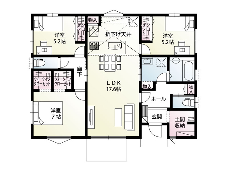【９号棟：間取り図】前橋市青柳町「全14区画」9号棟 平屋3LDK
