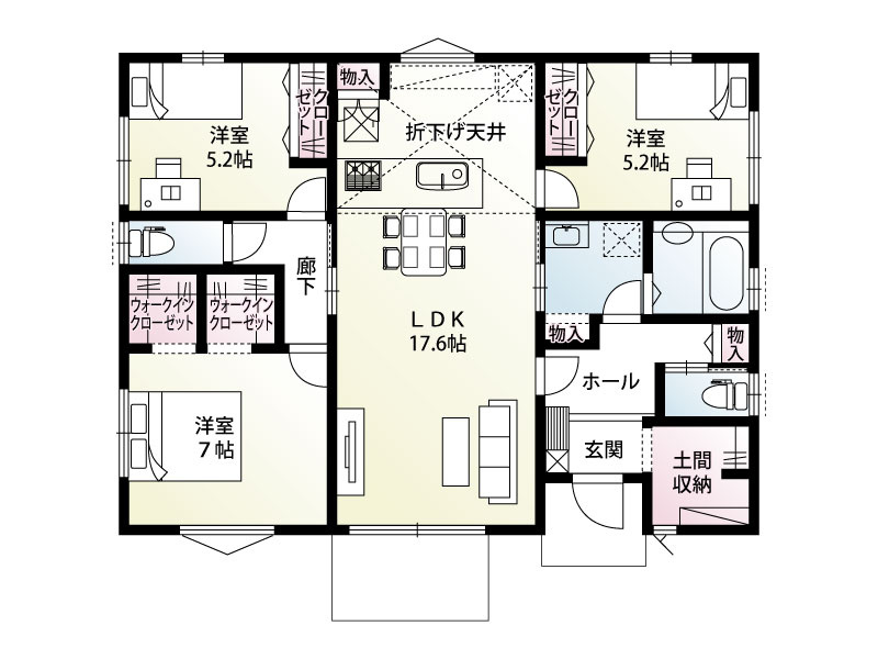 【９号棟：間取り図】前橋市青柳町「全14区画」9号棟 平屋3LDK

