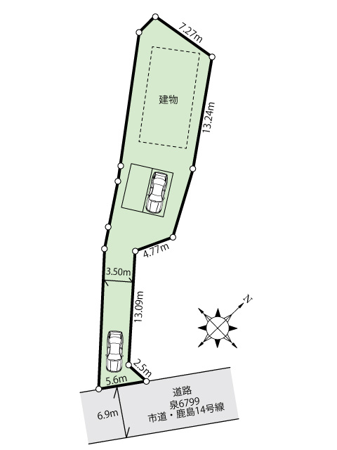 ≪バス停徒歩2分≫建築条件なし♪広々78坪超！泉区市名坂 土地 のその他|※建物・駐車場はイメージです。販売対象は土地のみです。建築プランは参考例であり、実際とは異なります。