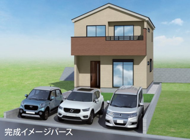 横浜市磯子区洋光台1丁目 新築戸建て【仲介手数料無料】カースペース3台の外観パース