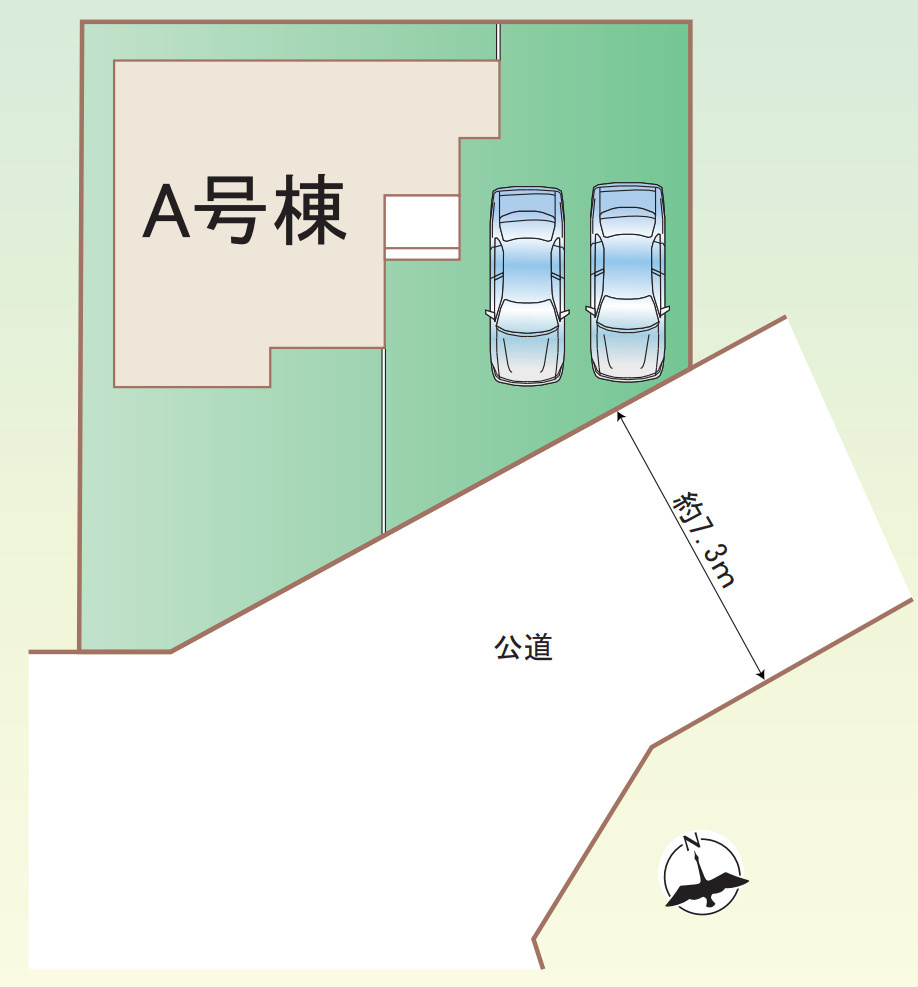 横浜市港南区下永谷５丁目 新築戸建て【仲介手数料無料】カースペース2台の区画図