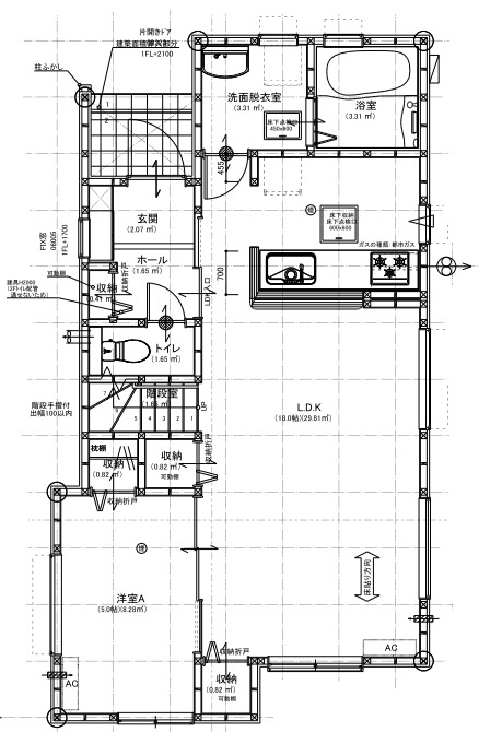 リーブルガーデン　葵区城北２丁目４期　全2棟の間取り|1号棟
1階間取り図