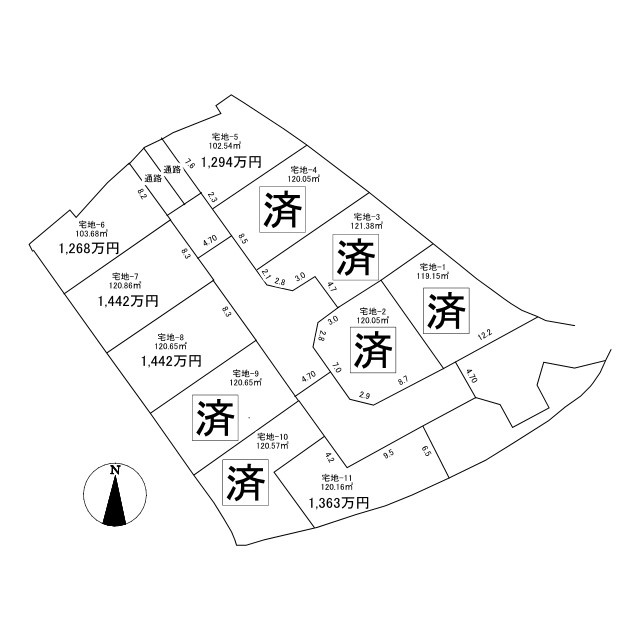 泉佐野市羽倉崎上町3丁目分譲地の土地図