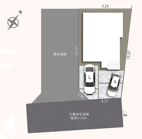 駿河区　東新田二丁目11期　全1棟の区画図|●駐車スペース● ２台以上駐車可能♪