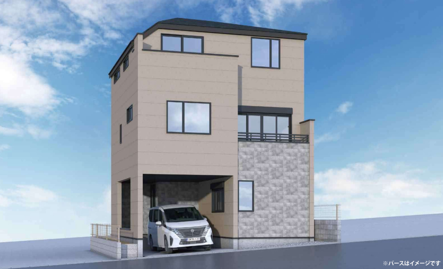 横浜市青葉区千草台 新築戸建て【仲介手数料無料】の外観パース