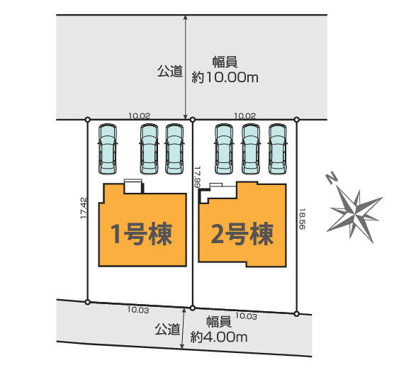 ケイアイグレイス　静岡市清水区三保松原町2期　全2棟の区画図|3台駐車可能スペースあります♪