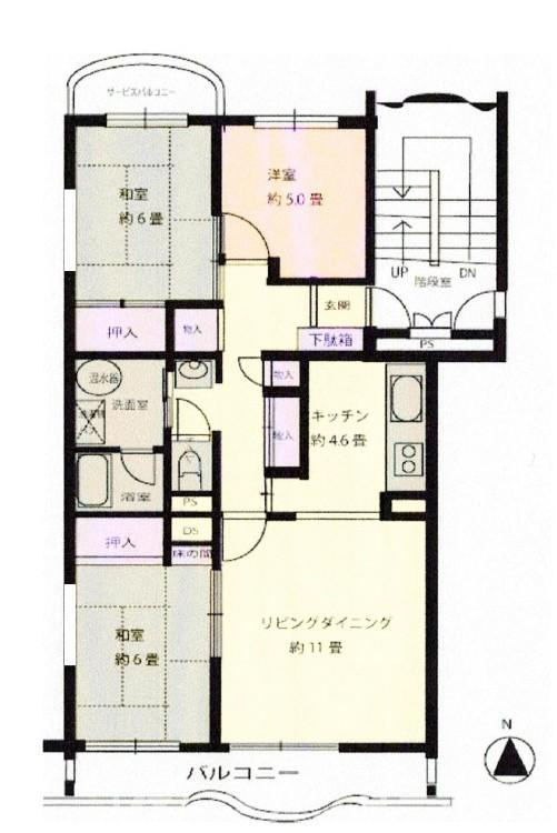 第4みつわ台ハイツ　J棟の間取り
