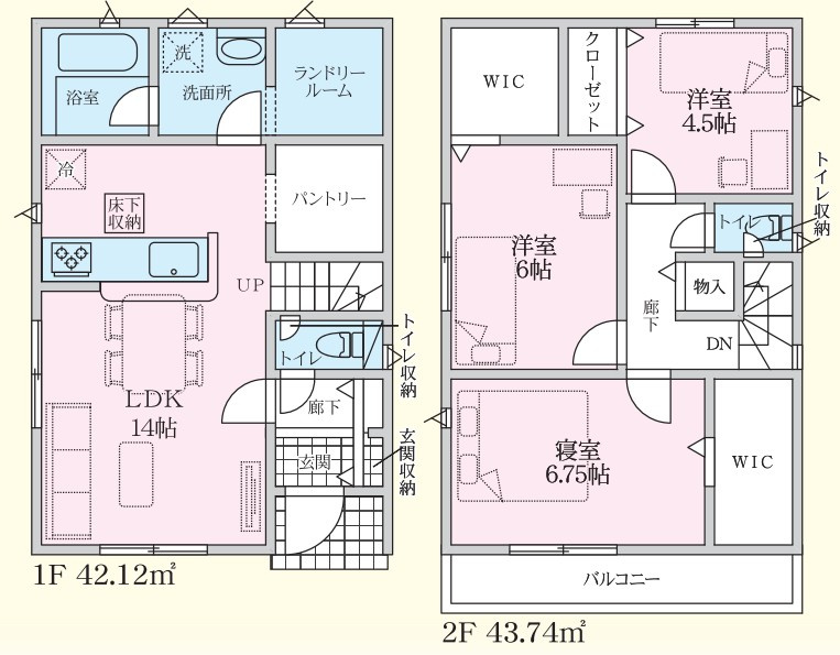 クレイドルガーデン　沼津市本郷町第4　～全3棟～の間取り|3LDK+2WIC
土地面積108.35㎡(32.77坪)　建物面積85.86㎡(25.97坪)