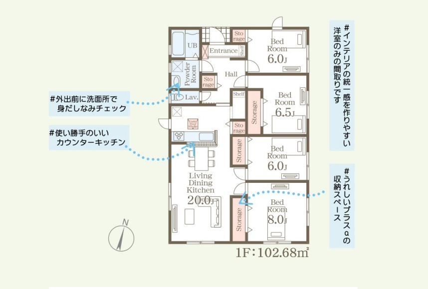 伊勢崎市茂呂南町第2　新築住宅全2棟の間取り