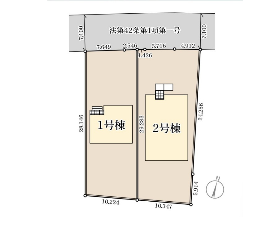 伊勢崎市茂呂南町第2　新築住宅全2棟の区画図