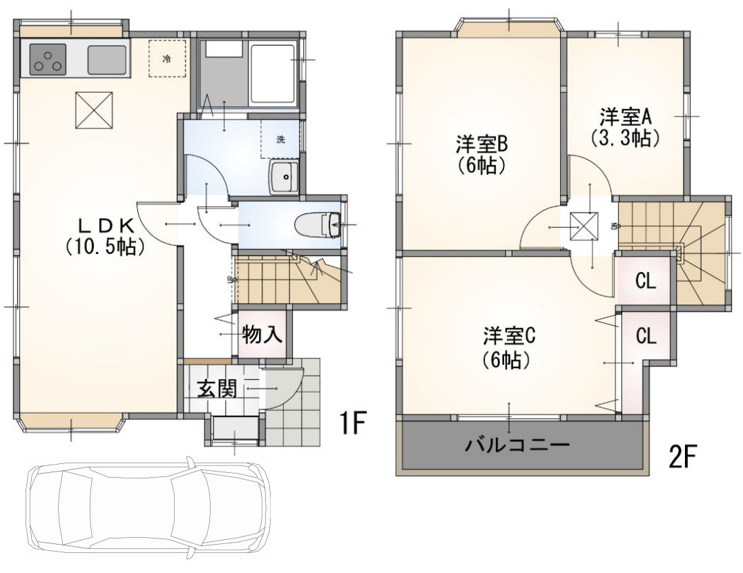 横浜市神奈川区白幡西町 中古戸建て【仲介手数料無料】の間取り