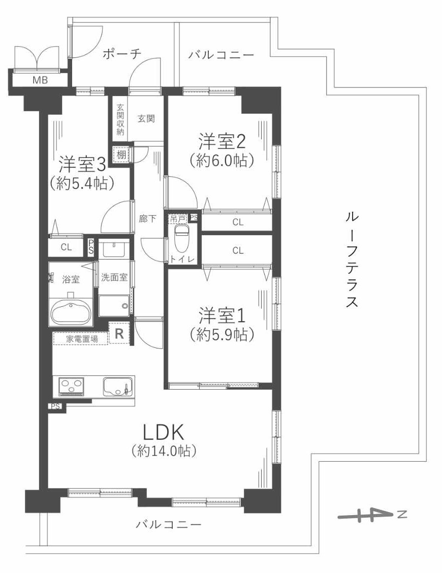 ヴィルヌーブ東三国の間取り