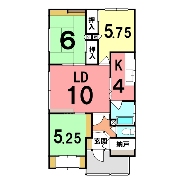 登別市片倉町1丁目12-4　中古住宅の間取り