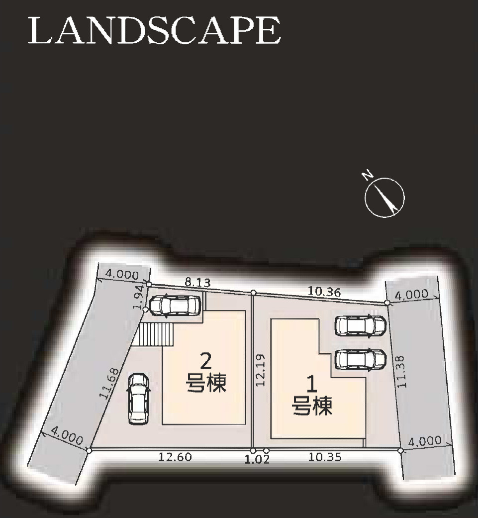 横浜市旭区市沢町　新築戸建【仲介手数料無料】カースペース2台の区画図